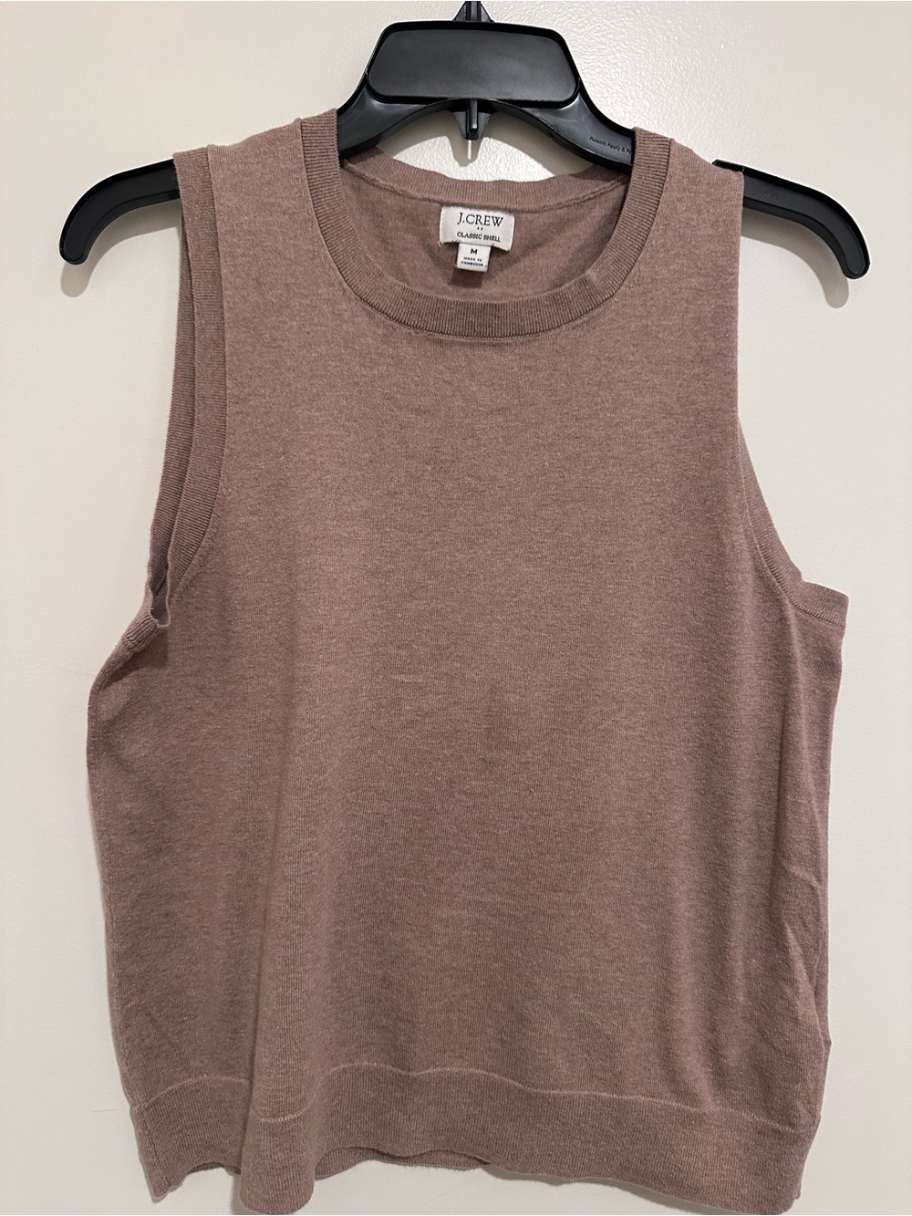 J. Crew Women’s Sleeveless Knit Tank in tan.  Closer to a latte